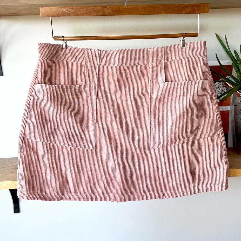 Favlux Pink Wide Wale Corduroy Back Zip Mini Skirt Size Large